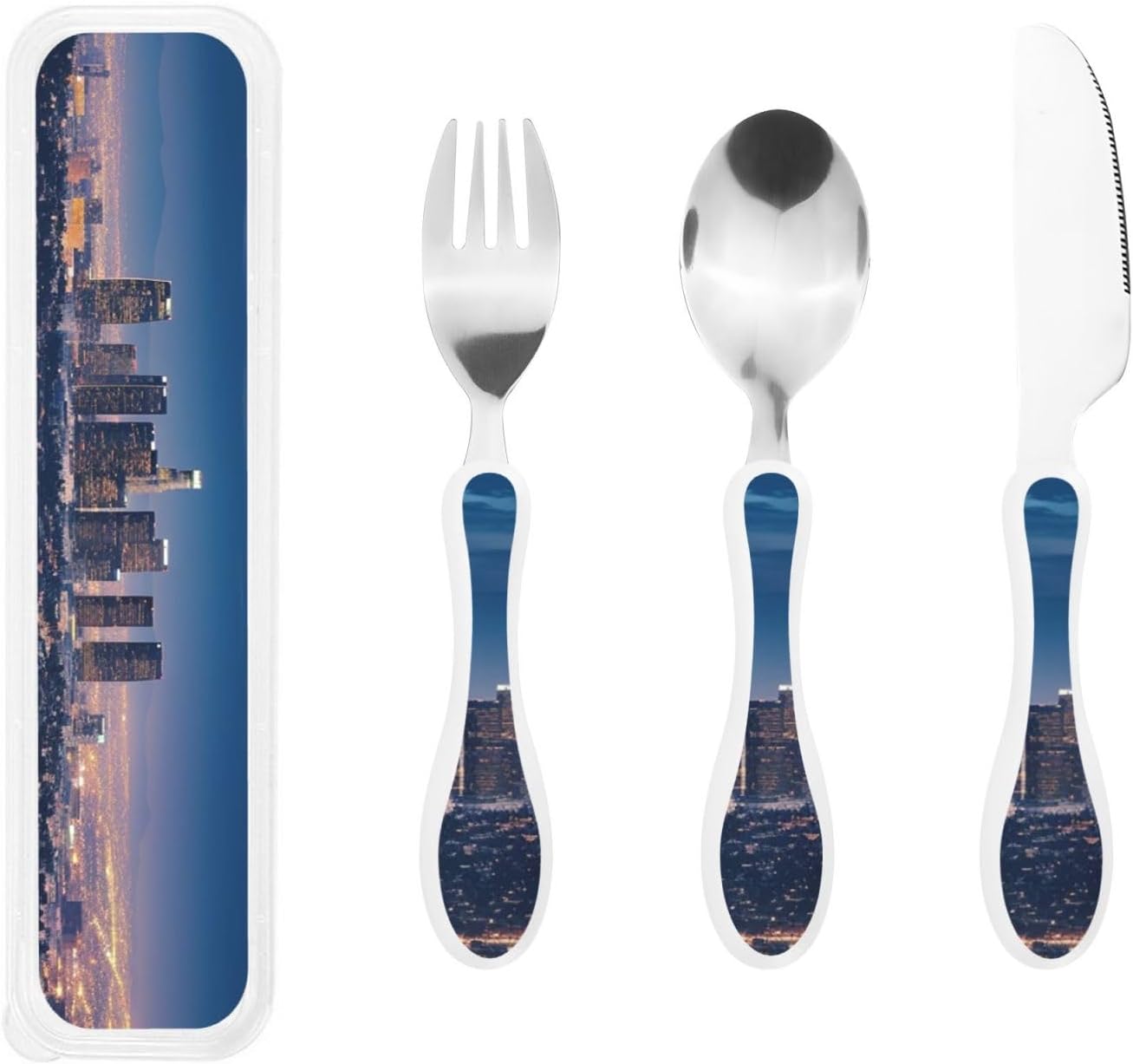 3-Piece Kids Silverware Set With Storage Case, Stainless Steel Reusable Children Safe Knife Spoon Fork Set Dolphin Children Flatware Set For Kids Lunch Box