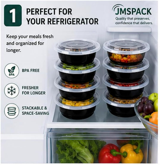 Containers Reusable 32oz - Meal Prep Bowls with Lids 25 Pack, Round Food Prep Bowls for Takeout, Disposable To Go Food Containers, Stackable, Leakproof, BPA-Free, Microwave/Freezer Safe