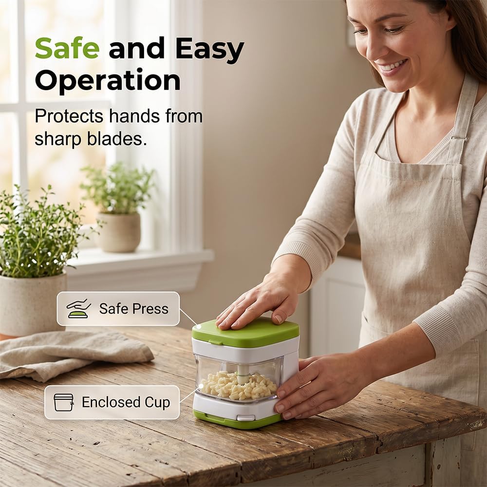 Mini Garlic Chopper and Press with Container