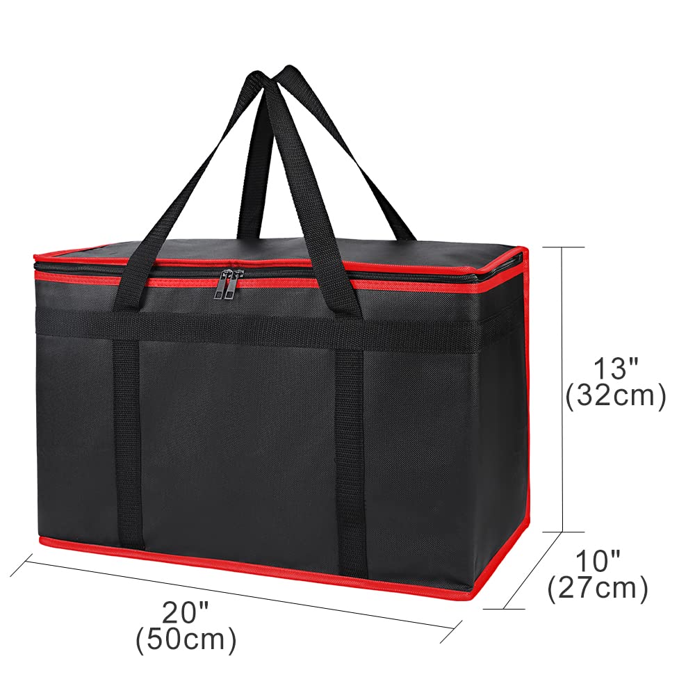 Bodaon Insulated Food Delivery Bag, XXXL Pizza Delivery Bags for Hot and Cold Food, Commercial, Large Capacity Reusable Warming Bag, Catering Cooler Bag for Rideshare, Warmers for Parties (Black, 1Pk)