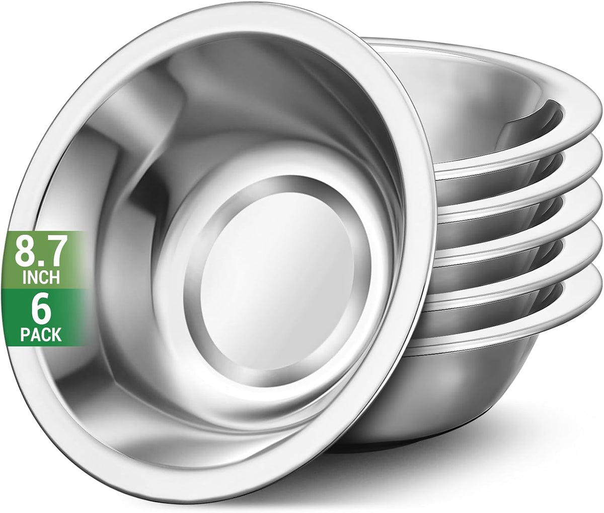 304(18/8) Stainless Steel Mixing Bowls for Kitchen, 6.3" 13.67 fl.oz Metal Mixing Bowls Set Stackable for Baking Serving Cooking Food Prep Storage Dishwasher Safe Lightweight