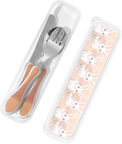 3-Piece Kids Silverware Set With Storage Case, Stainless Steel Reusable Children Safe Knife Spoon Fork Set Insects Love Children Flatware Set For Kids Lunch Box