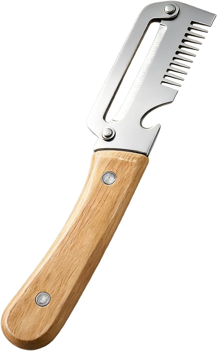 2026 Upgrade Vegetable Peeler With Wooden Handle, Stainless Steel Wide Blade Potato and Carrot Peeler, 3-in-1 Veggie Peeler With Scallion Shredder and Bottle Opener for Kitchen, Camping and Trave