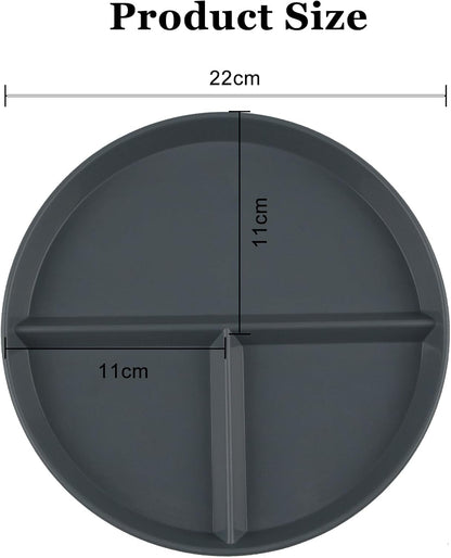Portion Control Plate 2 Pack 9" Unbreakable Divided Plates,3 Compartment Dinner Plates, Reusable Plate Weight Loss for Adults, Color Black
