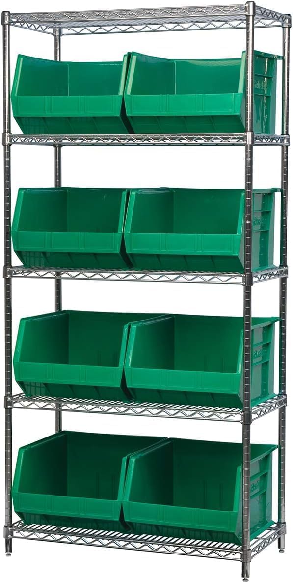 Akro-Mils 30270 AkroBins Plastic Storage Bins, Space-Saving Stackable Bins for Garage, Pantry, Craft Organization, 18" x 16" x 11", Clear, 3-Pack