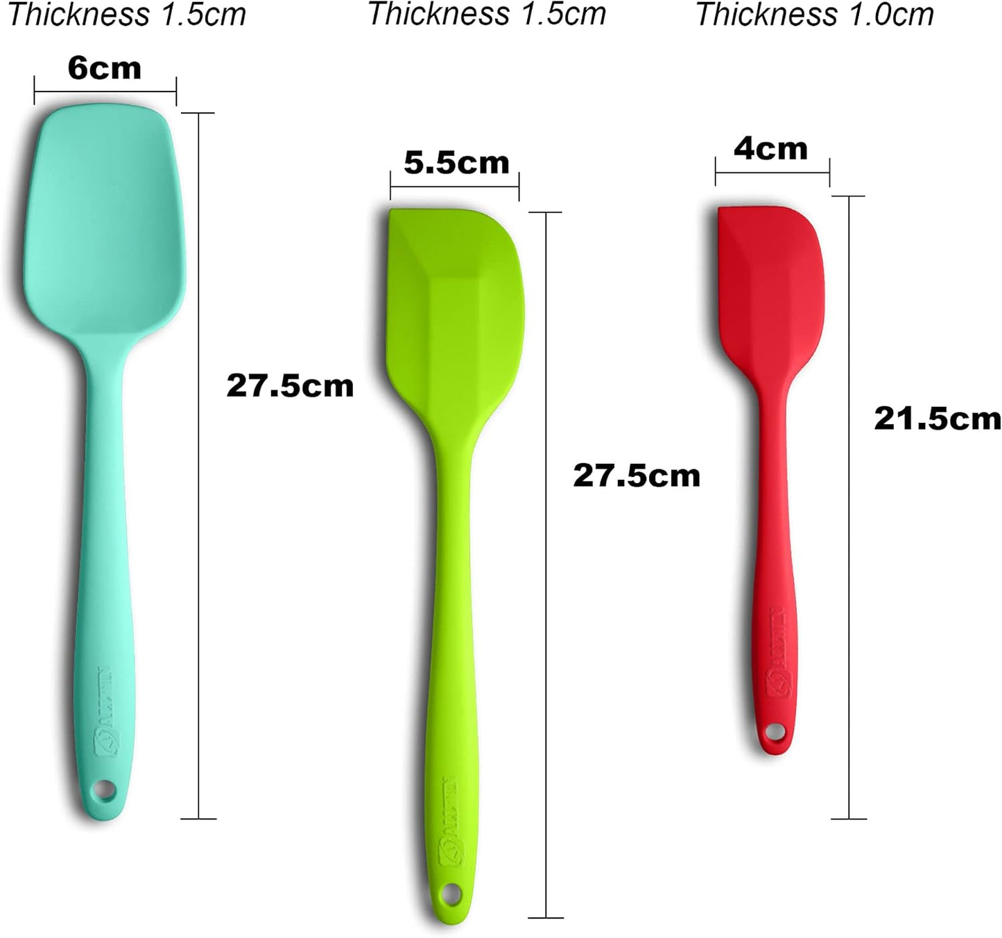 Silicone Spatula 3-piece Set, Ergonomic Handle High Heat-Resistant Spatulas, Non-stick Rubber Spatulas with Stainless Steel Core, Black