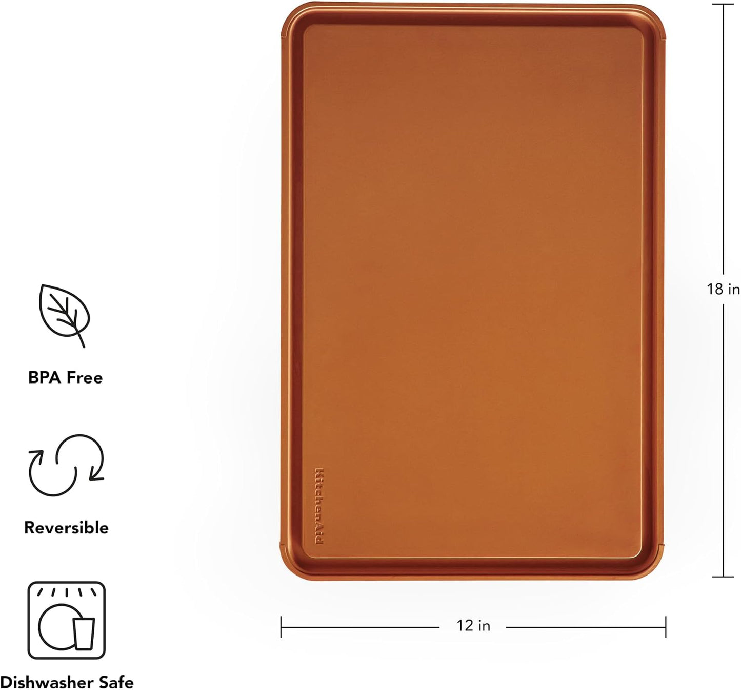 KitchenAid Classic Plastic Cutting Board with Perimeter Trench and Non Slip Edges, Dishwasher Safe, 12 inch x 18 inch, Gray