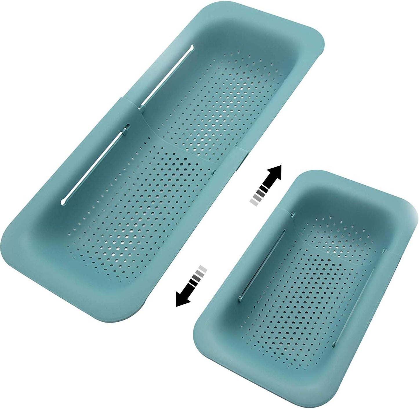 KesaPlan Collapsible Sink Colanders and Strainers Basket Over the Colander Extendable Plastic Fruit Vegetable Strainer Drainer for Kitchen(Length 14.3-19.4 inch)(Gray Set of 2)