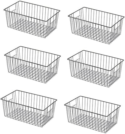 16" L x 12" W Wider Freezer Storage Organizer Baskets Container, Deep Metal Wire Chest Upright Refrigerator Divider Bins with Built-in Handles for Cabinet, Pantry, Closet, Kitchen