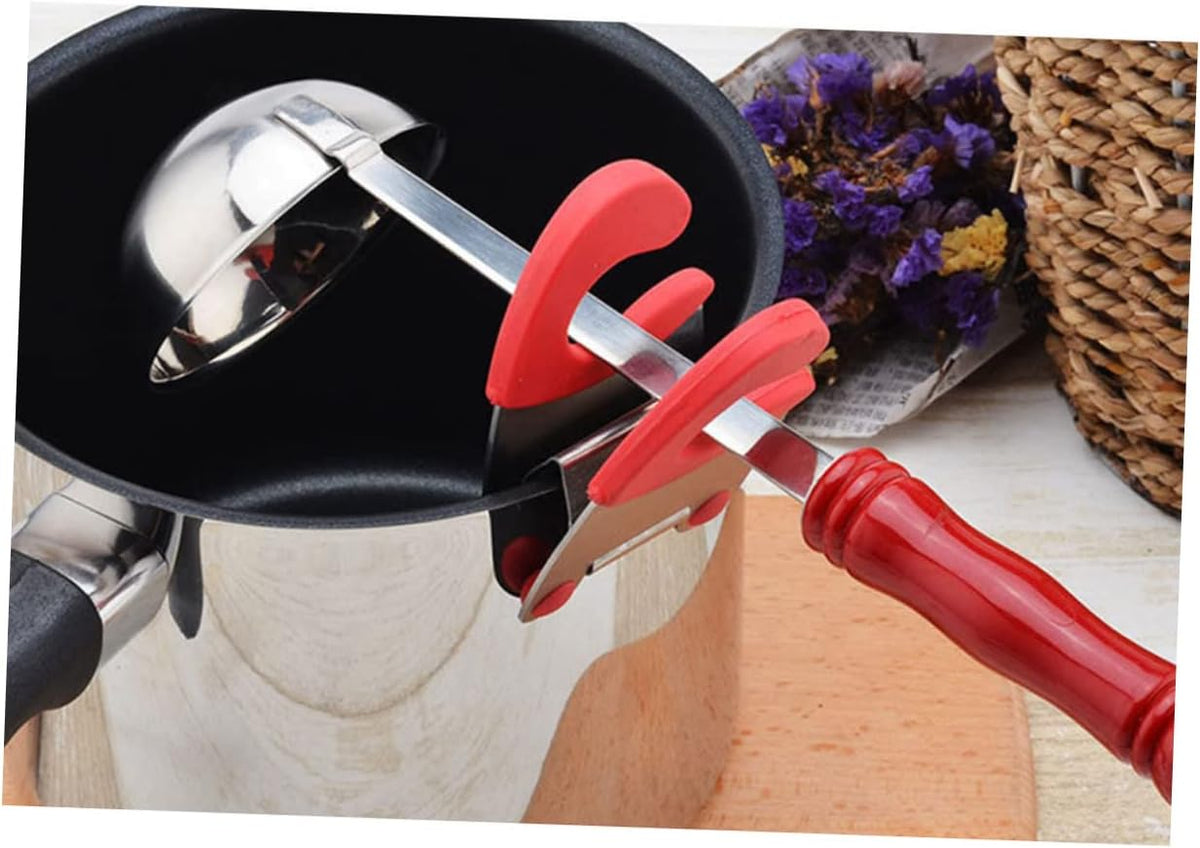 3Pcs Stainless Steel Pot Clip Spoon Holder for Kitchen Cooking