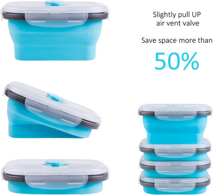 Collapsible Food Storage Containers with Lids, 4 Pack, 40 oz Silicone 1-Compartment Meal Prep Containers Reusable, Lunch Bento Boxes for Adults, Microwave Freezer Dishwasher Safe, BPA-Free, Black