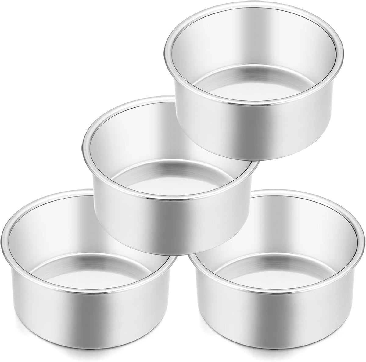 E-far 4 Inch Small Cake Pan, Stainless Steel Mini Round Smash Cake Baking Pans, Non-Toxic & Healthy, Mirror Finish & Dishwasher Safe