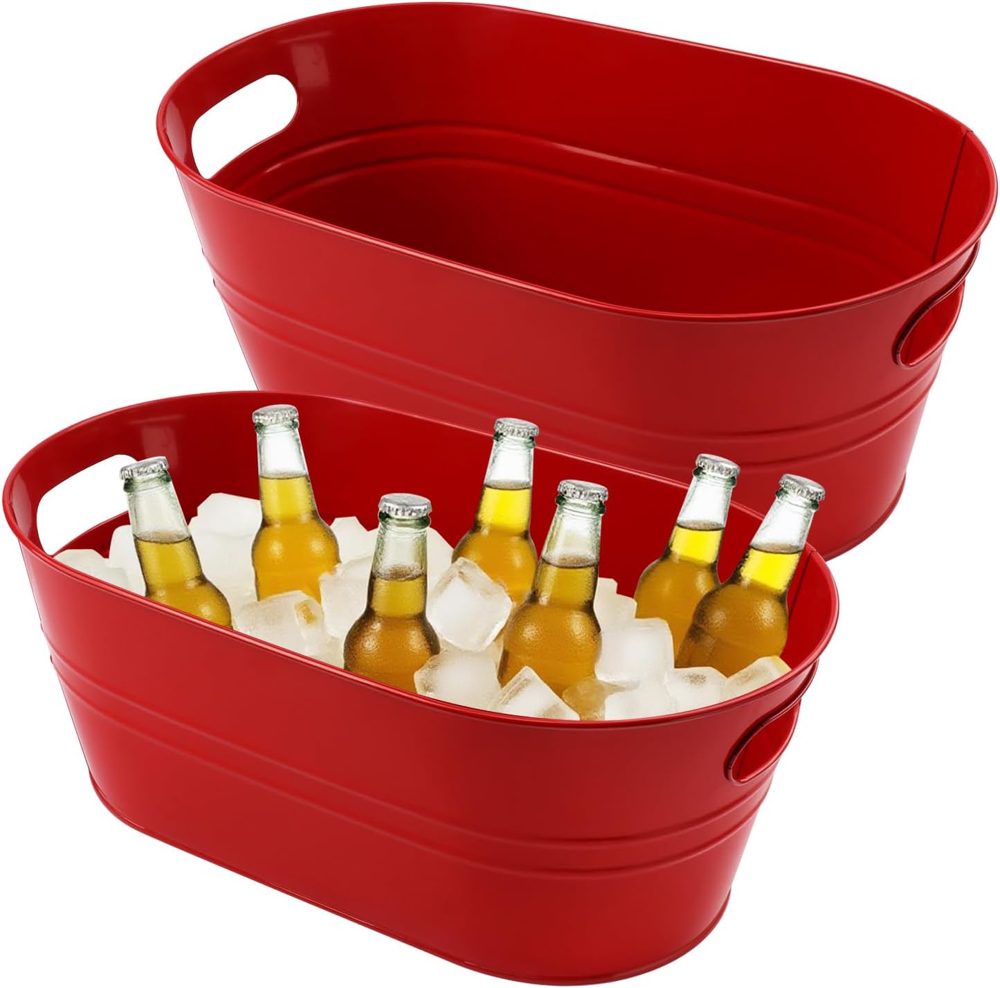 3 PCS 15.3 x 9 x 6 inches Black Metal Galvanized Tub with Handles, 3 Gallon Galvanized Beverage Tubs for Parties, Large Metal Drink Ice Buckets for Beer, Wine, Cocktails & Outdoor Events