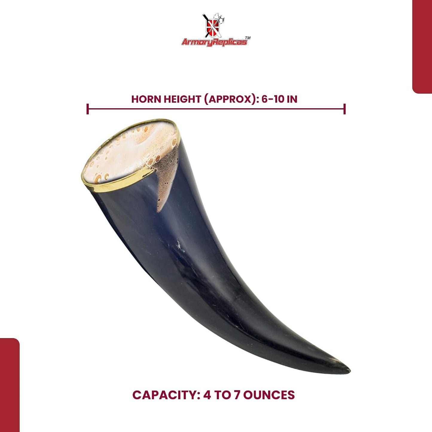Armory Replicas™ 3-Piece Buffalo Drinking Horn Set – Handmade Natural Horn Cups with Earth Design, Viking Style Mead Ale Wine Cups for Feasts, Parties & Collectors