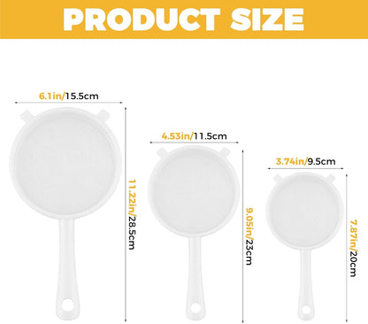 3Pcs Mesh Strainer Set, 3 Sizes Ultra Plastic Fine Colander Filter Spoon