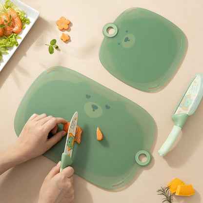 ULTECHNOVO Small Green Plastic Cutting Board Set Non-slip Kitchen Chopping Boards for Home Use for Countertop