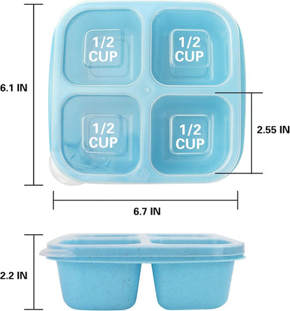 Finorder 6 Pack 4-Compartment Snack Containers, Reusable Food Containers for Kids School, Adults Office, Picnic Trip, Lunch Bento Box Meal Prep Containers (Bright Color Set)