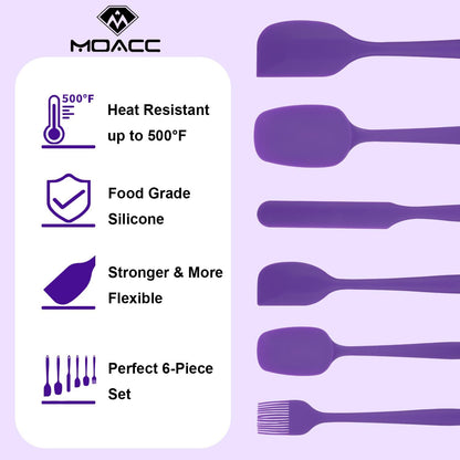 Silicone Spatulas Set, Rubber Spoon Spatula Heat Resistant Spoonula One Piece Design Seamless Spatula Non-Stick Scrapers Baking Mixing Tool (Dark Blue)