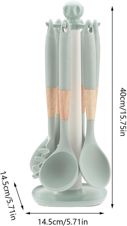 Cooking Utensils Set, With Holder, 1set, Silicone Kitchen Utensils Set, Silicone Spatulas, Food Grade Non Stick Coating Design, For Home Restaurant Camping
