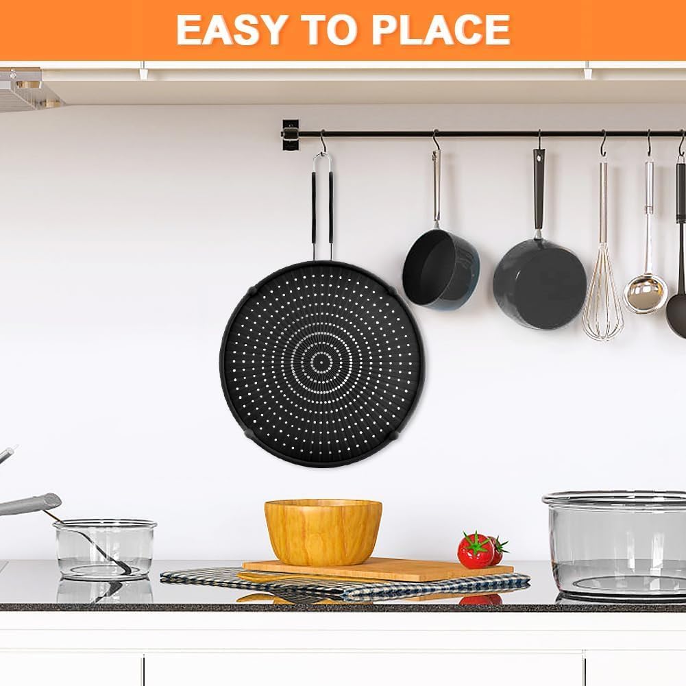 Splatter Screen for Frying Pan, Grease Splatter Guard, Heat-Resistant Splatter Guards for Frying, Silicone Splatter Guard for Everyday Cooking, Dishwasher Safe （16in×12in×0.5in）