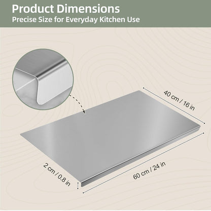 Stainless Steel Cutting Board Set with Lip, 2 Pack 16" & 24" Metal Chopping Boards for Kitchen Countertop, Non-Slip Food Prep Boards for Meat & Vegetables