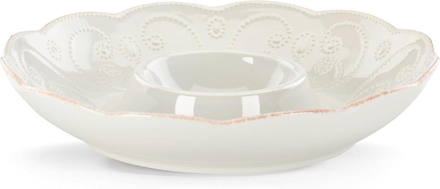 Lenox French Perle Chip and Dip Tray, White -