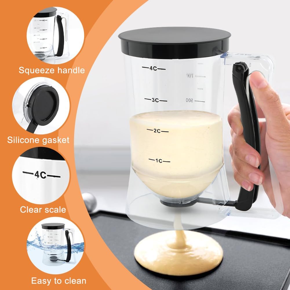 4 Cup Pancake Cupcake Batter Dispense with Measuring Label