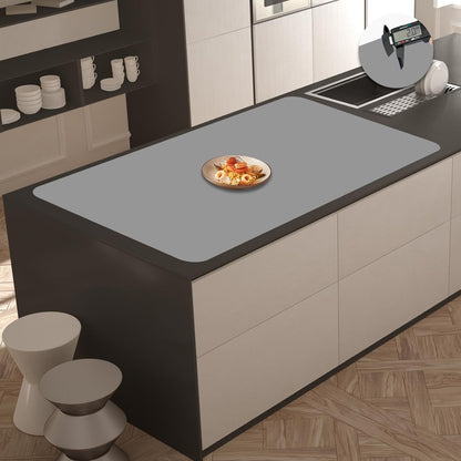 Super Large Silicone Mat, 120"x24" Silicone Mats for Kitchen Counter, Non-slip Heat Resistant Mat,Thicken Kitchen Counter Mat, Waterproof Countertop Protector for Craft (Black)