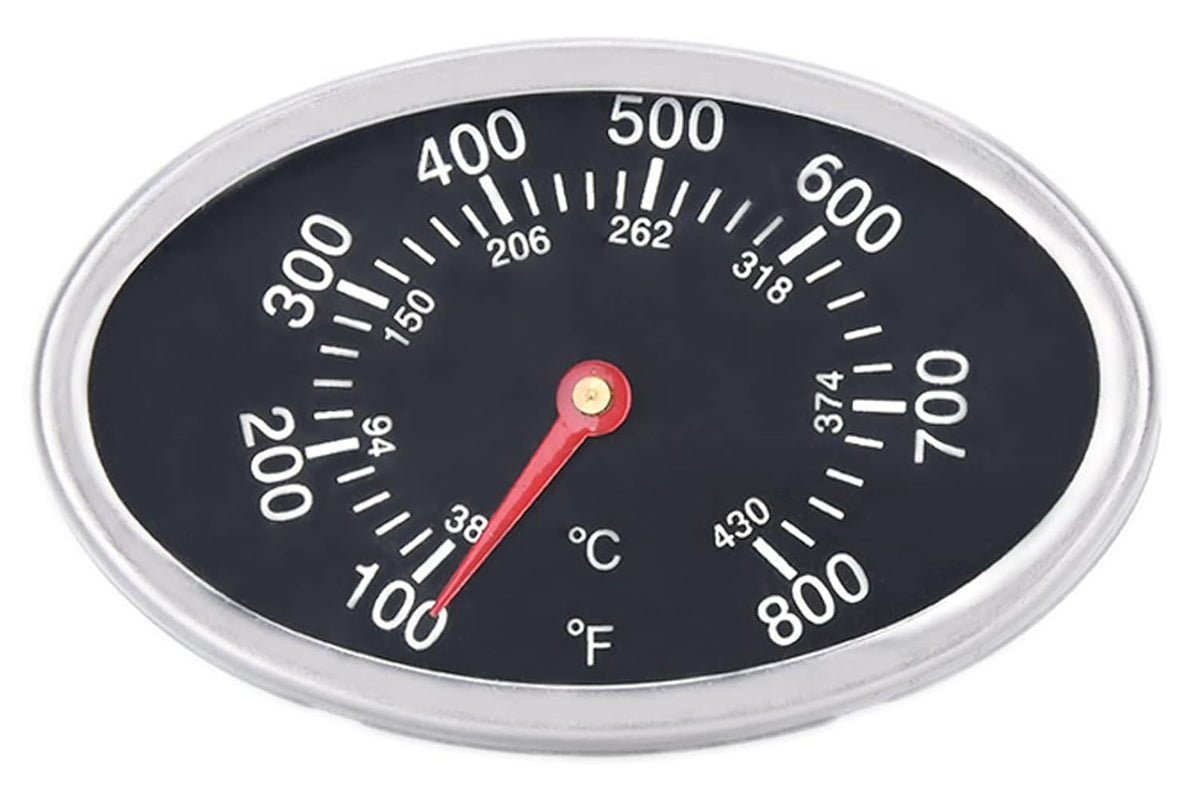 GasSaf Lid Thermometer Temperature Gauge Replacement for Nexgrill, Grill master 720-0697, Charmglow 720-0234, Aussie, Brinkman, Members Mark and Other Gas Grill, Oval Stainless Steel Heat Indicator