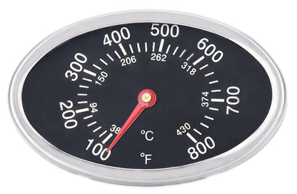 GasSaf Lid Thermometer Temperature Gauge Replacement for Nexgrill, Grill master 720-0697, Charmglow 720-0234, Aussie, Brinkman, Members Mark and Other Gas Grill, Oval Stainless Steel Heat Indicator