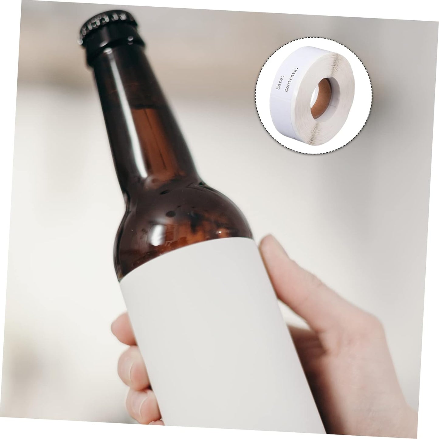 DOITOOL Writable Blank Sticker Labels 1 Roll of Food Marked Classified Stickers for Easy Organization and Date Tracking Removable and Waterproof for Kitchen and Storage