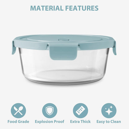 Freshmage 23oz Glass Meal Prep Containers with Lids, Airtight 3-Cup Glass Storage Containers Set, Heat-Resistant BPA-Free for Soup, Leftover, Microwave, Dishwasher, and Freezer Safe (6 Packs)