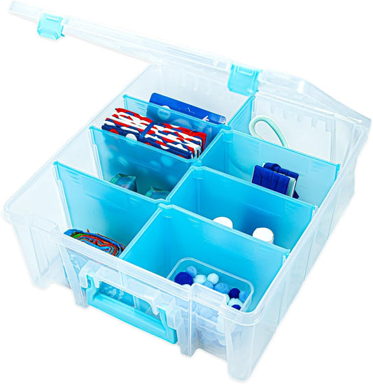 ArtBin 6990SO Super Satchel Double Deep Compartment Box - Art Storage with 8 Removable Compartments, Smart Closure for Craft Supplies (Gold - Pack of 1)