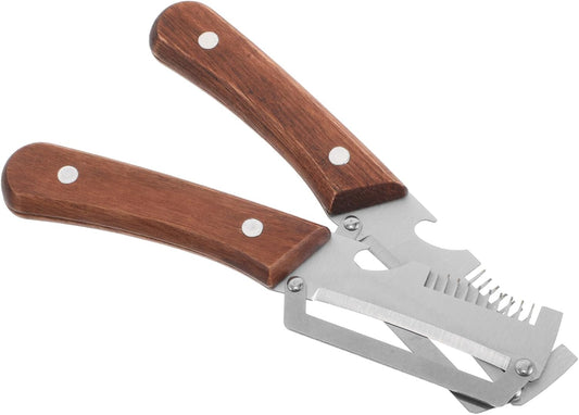 2pcs Vegetable Peeler Set - 2-in-1 Fruit and Potato Peeler with Bottle Opener, Stainless Steel Blade and Wooden Handle, for Food Prep - 7.48X1.50X0.67