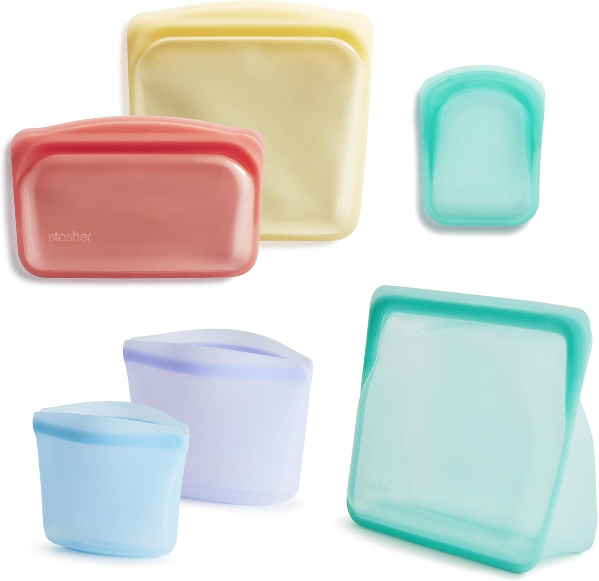 Stasher Premium Reusable Silicone Food Storage Bags, 2-Pack, Clear
