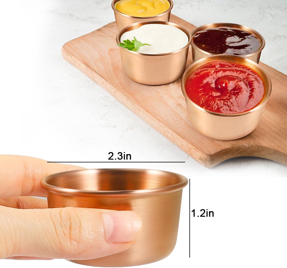 Ramekin Sauce Dipping Bowl Mini Sauce Cups Pudding Condiment Cups for Home Party Stainless Steel (Sliver 12 Pack 50ml)