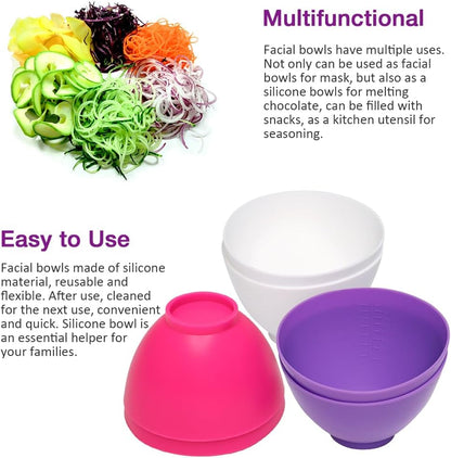 Silicone Mixing Bowl for Melting Chocolate, 6PCS (Green, Grey, White)