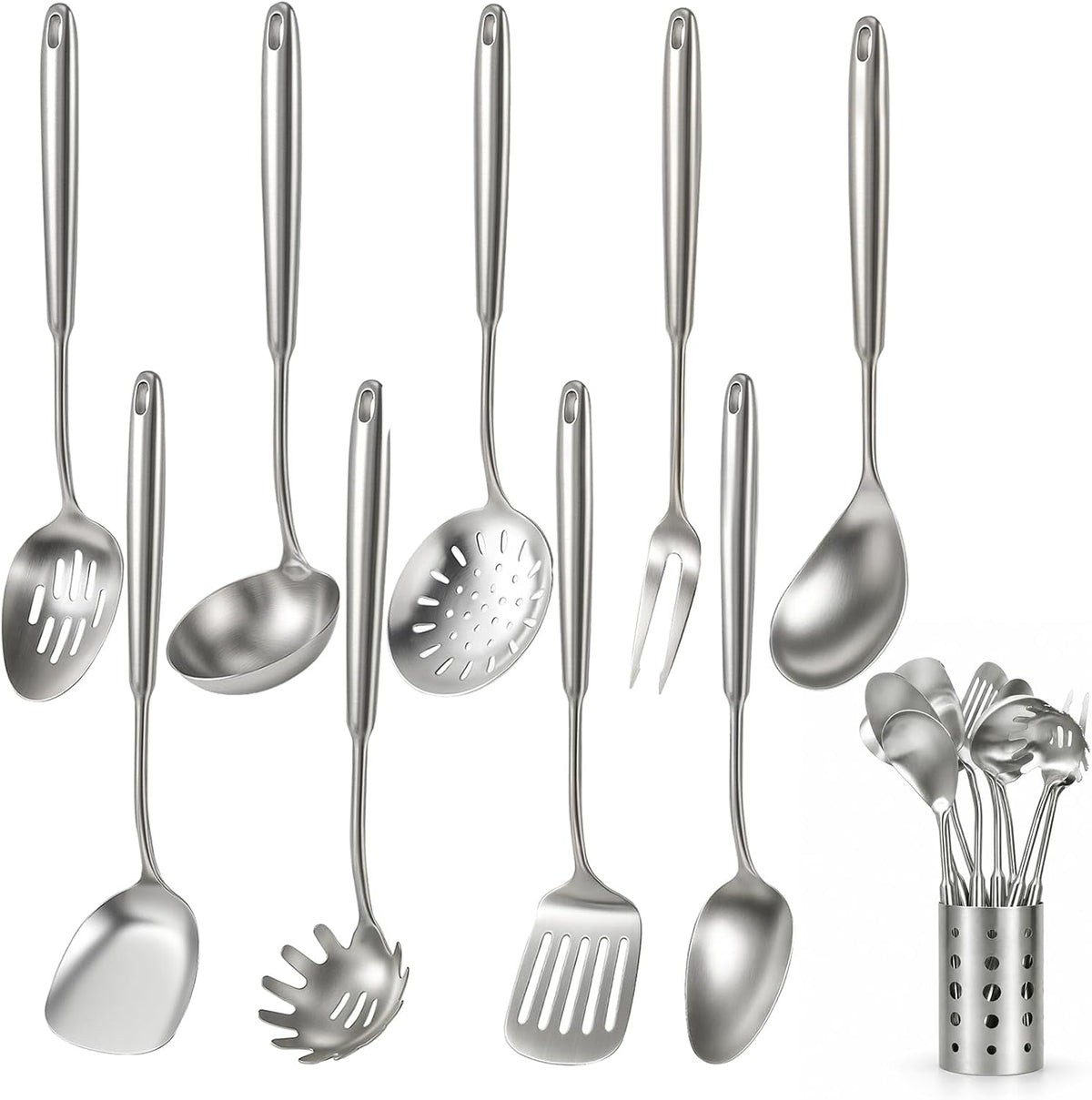 Newness Soup Ladle, [Rustproof, Heat Resistance, Integral Forming] Resilient 304 Stainless Steel Soup Spoon with Vacuum Ergonomic Round Handle, Cooking Spoon for Kitchen, 13.7 Inches