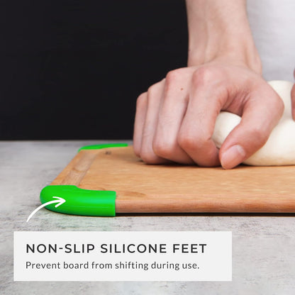 Elihome Premium Series 2-in-1 Kitchen Cutting Board Set, Non Slip Feet, Color Coded with Food Icon, Natural Wood Fiber, Dishwasher Safe, Eco-Friendly, Juice Grooves,Non Porous, BPA Free, Made in USA