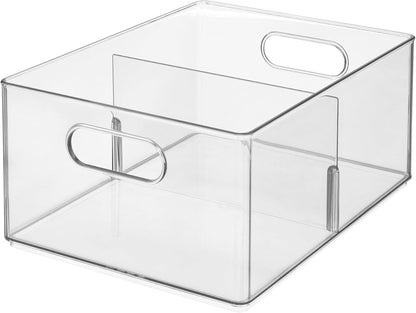 iDesign Divided All-Purpose Bin for Kitchen and Pantry Storage - Set of 2 - Clear - Made in USA