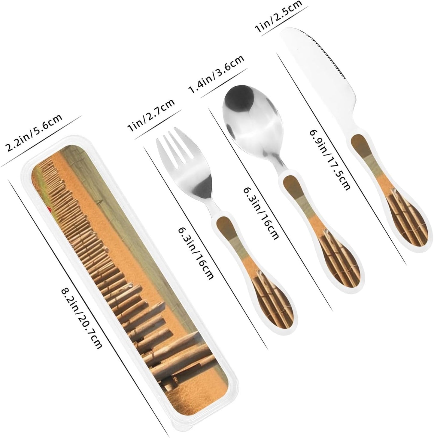 3-Piece Kids Silverware Set With Storage Case, Stainless Steel Reusable Children Safe Knife Spoon Fork Set Blue Active Girl Running Sunset Children Flatware Set For Kids Lunch Box - Colors C