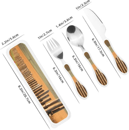 3-Piece Kids Silverware Set With Storage Case, Stainless Steel Reusable Children Safe Knife Spoon Fork Set Blue Active Girl Running Sunset Children Flatware Set For Kids Lunch Box - Colors C