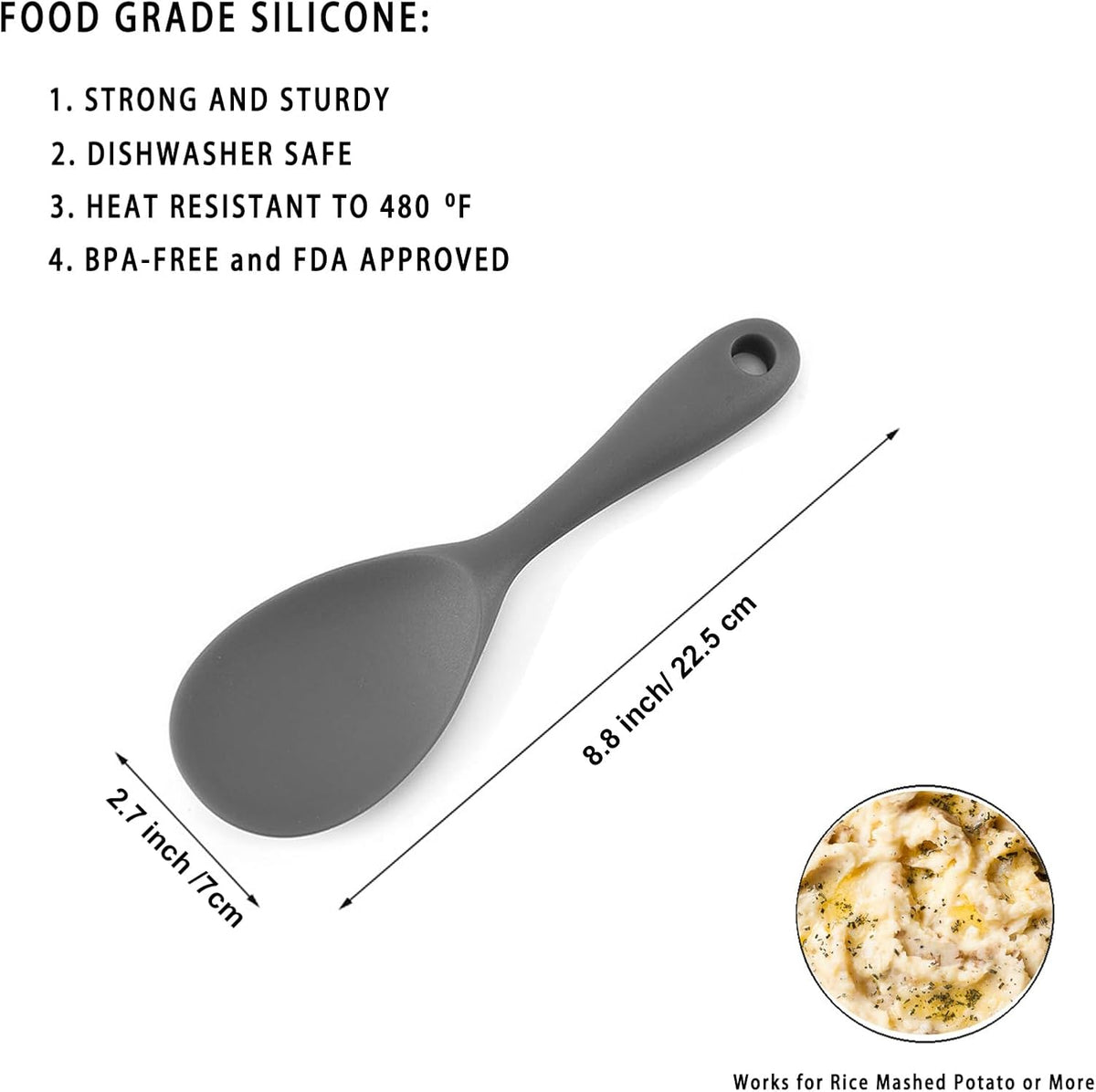 Dioycli 2 Pcs Rice Spoon Paddle Non-Stick Serving Spoon for Cookers, Black