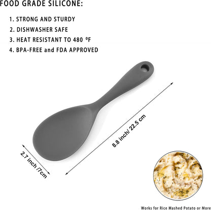 Dioycli 2 Pcs Rice Spoon Paddle Non-Stick Serving Spoon for Cookers, Black