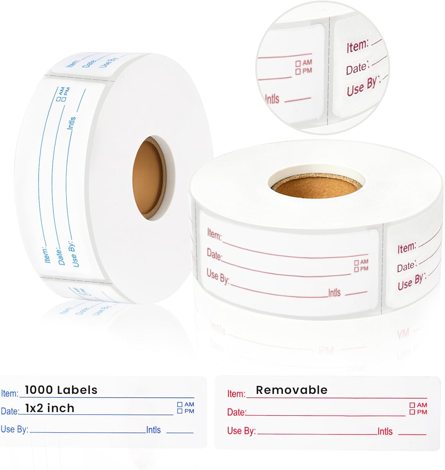 1000 Pcs Removable Freezer Labels with Perforation Line, 1x3 Inch Waterproof Oil Resistant Food Storage Stickers, No Residue Easy Peel Date Content Labels for Kitchen Containers, Jars, Restaurants