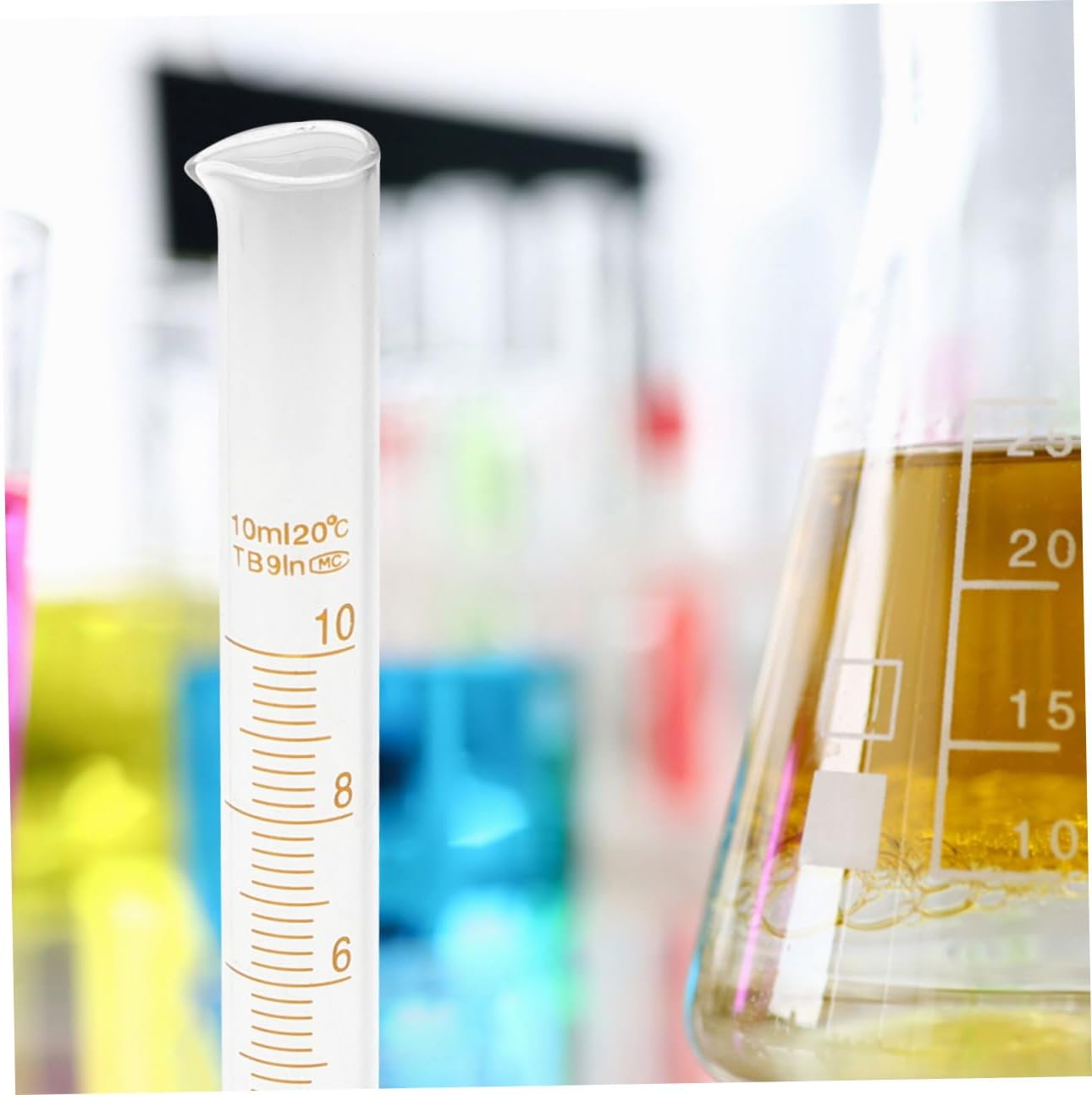 IMIKEYA 3-Piece Scientific Laboratory Tool Set Borosilicate Glass Graduated Cylinder Conical Flask Beaker for Classroom and Home Experiments