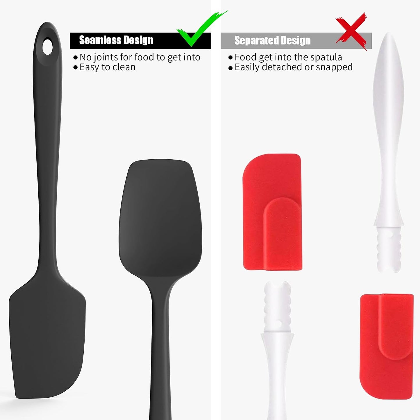 2-Piece Silicone Scraper & Spoon Spatulas: Doosu 600°F Heat Resistant Food Grade BPA Free Rubber Baking Flat Spatula Kitchen Cooking Spoonula for Mixing Scraping Folding Stirring Serving (Aqua Sky)
