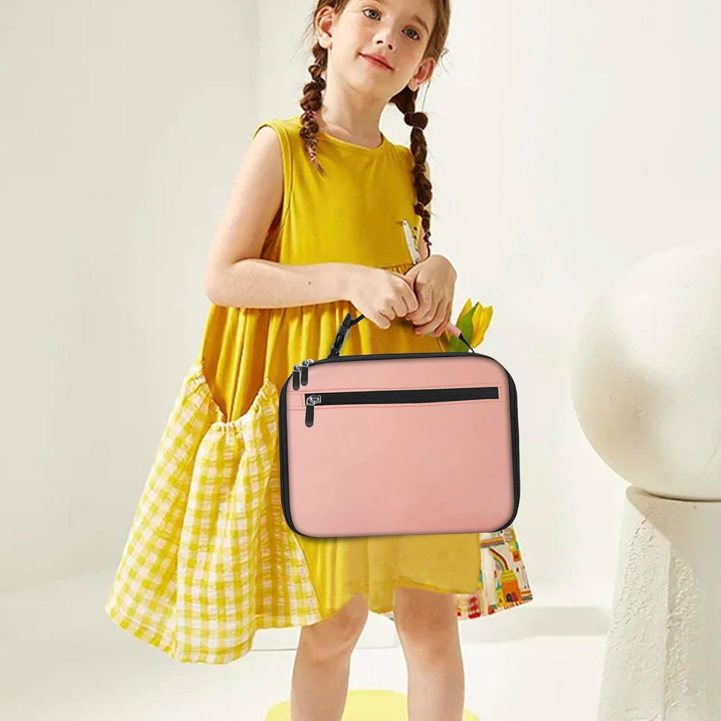 Kids Lunch Box for Boys Girls Lunch Bag Insulated Durable Lunchbox Children Lunch Tote Bag for School Black