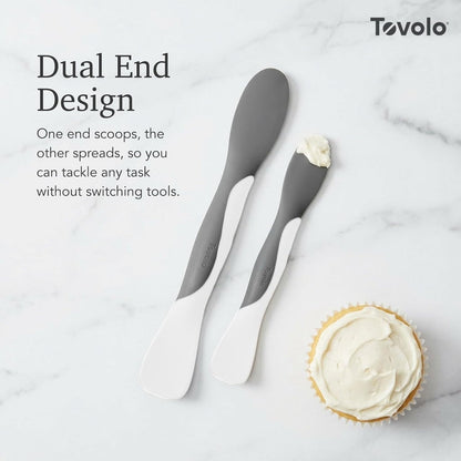 Tovolo Mini Scoop & Spread Tool for Kitchen Meal Prep Small Sandwich Spreader Spatula for Peanut Butter Jelly, Silicone BPA Free Dishwasher Safe Scooper Spreader, Aqua Seafoam Green