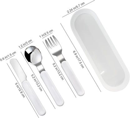 VANRA 2-Piece Children Fork And Spoon Set 18/10 Stainless Steel Child Flatware Set Kids Utensils Set with Case for Lunch Box